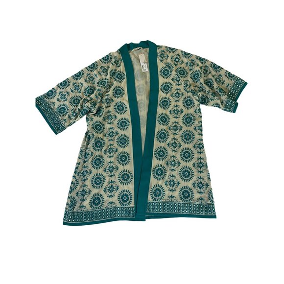Soft Surroundings Sweaters - NWT Soft Surroundings Women's Teal Open Front Embellished Kimono - L/XL